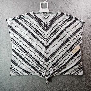NWT Allison Daley Top Women 3X Stretch White Gray‎ Black Comfy